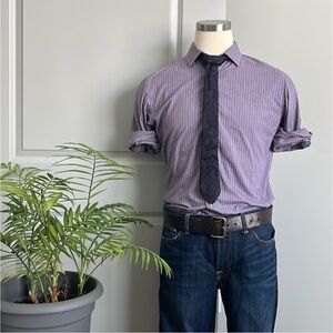 Banana Republic Men's Purple Striped Dress Shirt